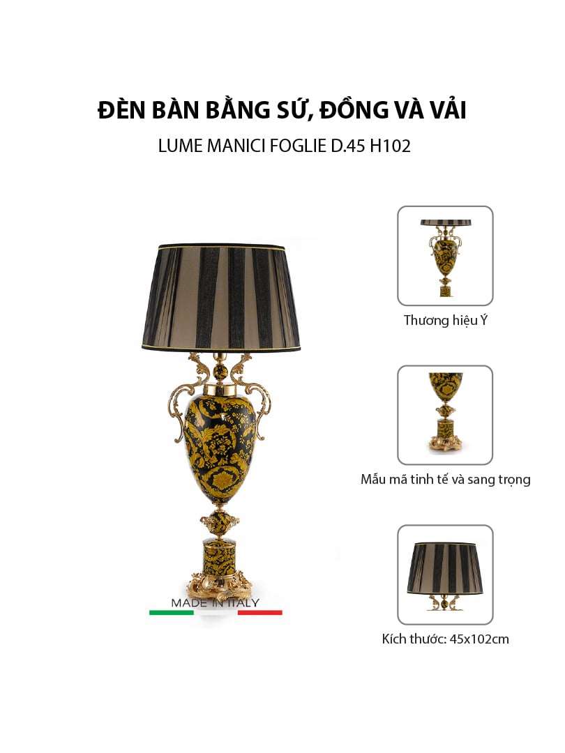 Đèn bàn bằng sứ, đồng và vải - LUME MANICI FOGLIE D.45 H102, kích thước D45 H1025, hiệu Caroline 3 0019893 den ban bang su dat dong caroline italy 45x102cm a248n1483 cab3c3bf35aa46ed856e4646b62f9e25 5 - Mua trực tiếp từ nhà máy - Thương hiệu toàn cầu, sản phẩm tốt nhất, danh mục lớn nhất Việt Nam, giá và chất lượng hàng đầu, dịch vụ uy tín đoạt giải Best Performance.