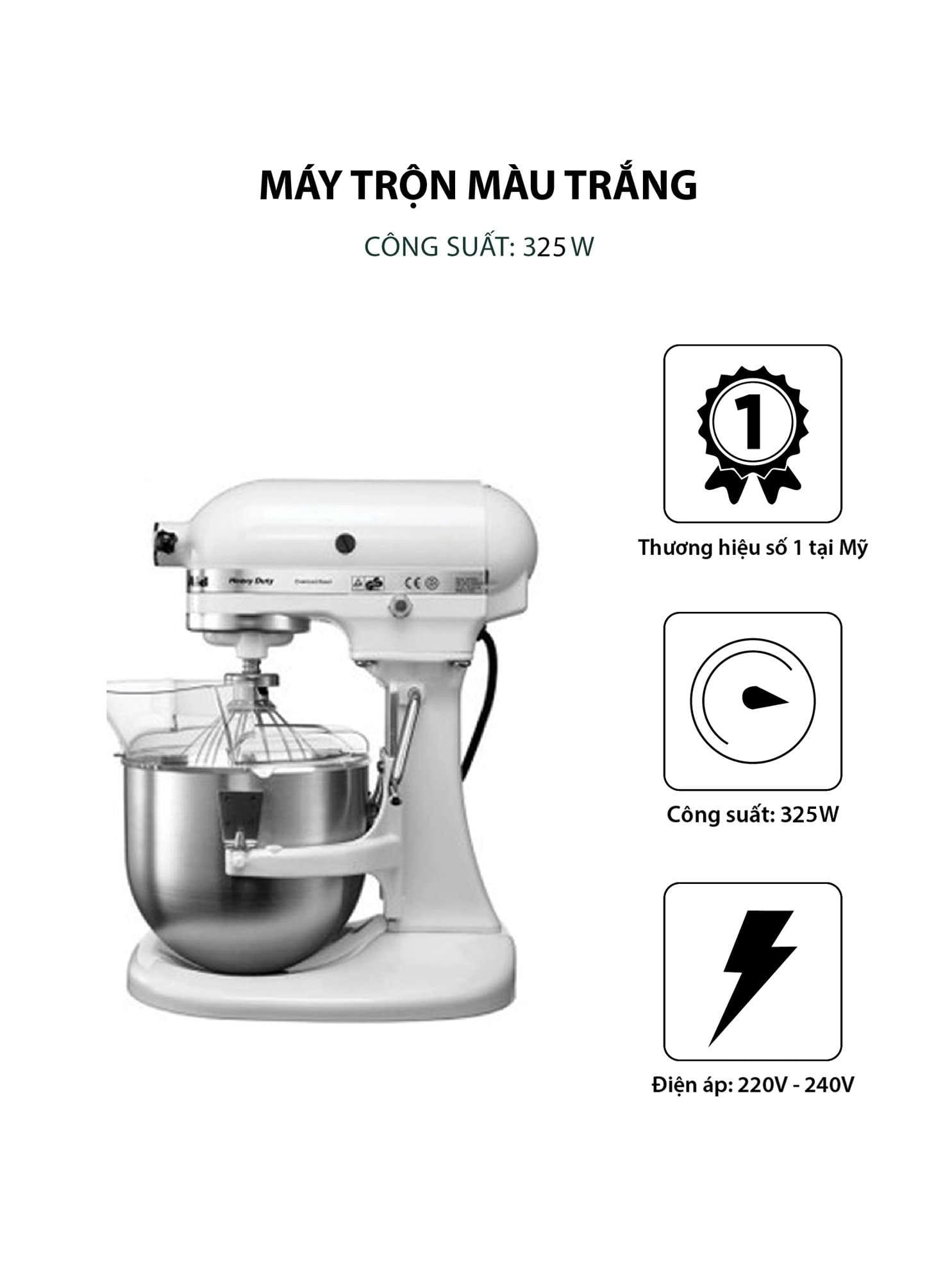Máy trộn KitchenAid pro 220V-Màu trắng - 5KPM5EWH 3 0 may tron bat nang cong suat lon kitchenaid heavy duty 220v mau trang c3c7ad847c5342fb854193540ba722a3 3 - Mua trực tiếp từ nhà máy - Thương hiệu toàn cầu, sản phẩm tốt nhất, danh mục lớn nhất Việt Nam, giá và chất lượng hàng đầu, dịch vụ uy tín đoạt giải Best Performance.